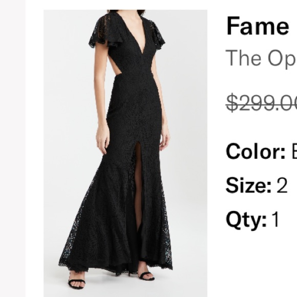 Fame and Partners The Open Back Dress - Black Lace - Size 2